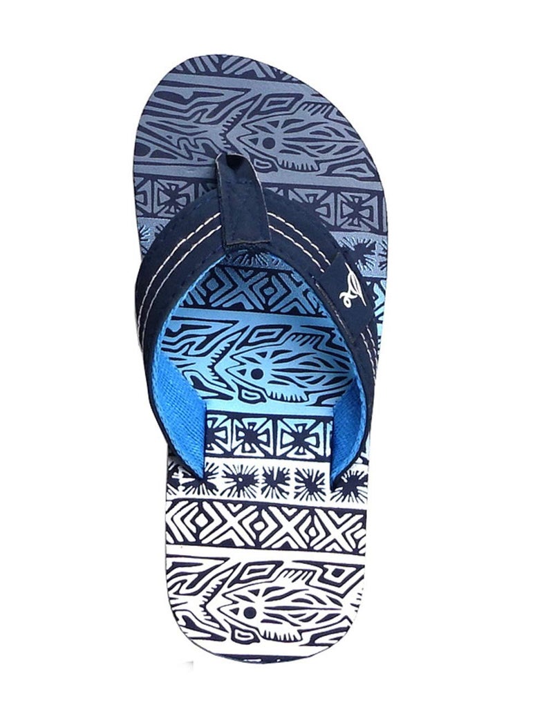 REDVOLUTION New Kids' Tribal Pattern Tropical Print Beach Sandals Boys' Bali Flip-Flop (6, Navy, numeric_6) - Image 1
